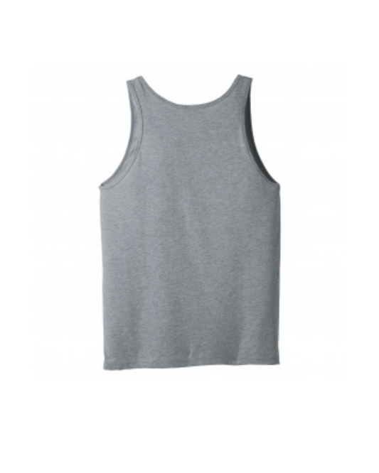 Back of a gray tank top on a white background