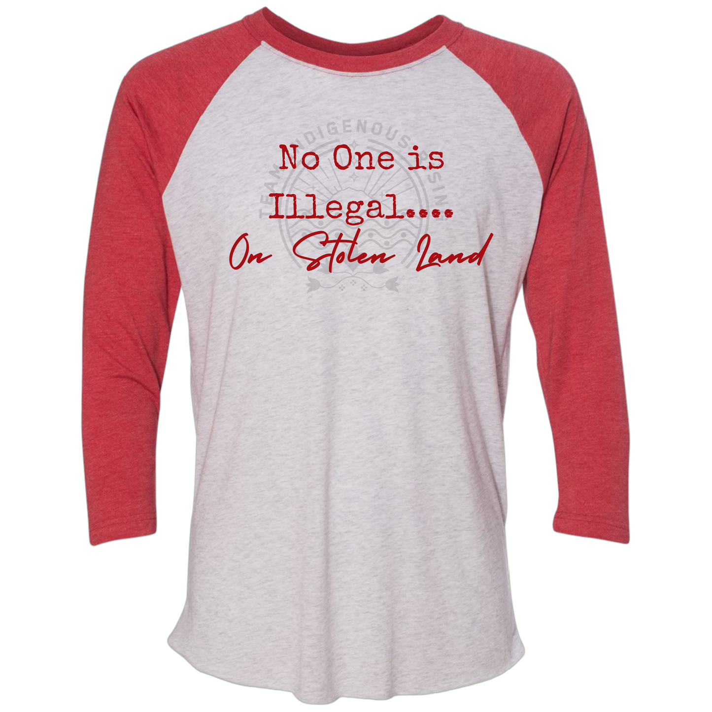 Adult Raglan 3/4 Sleeve Shirt (Red & Grey Heather)