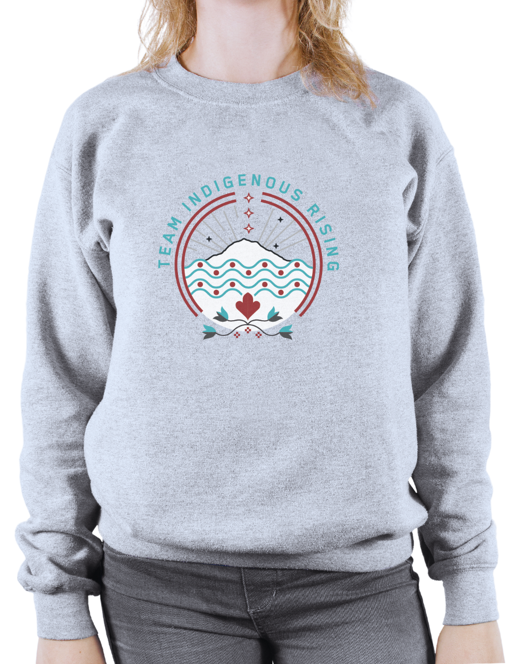 Adult Crewneck Sweatshirts, Team Indigenous Rising Roller Derby