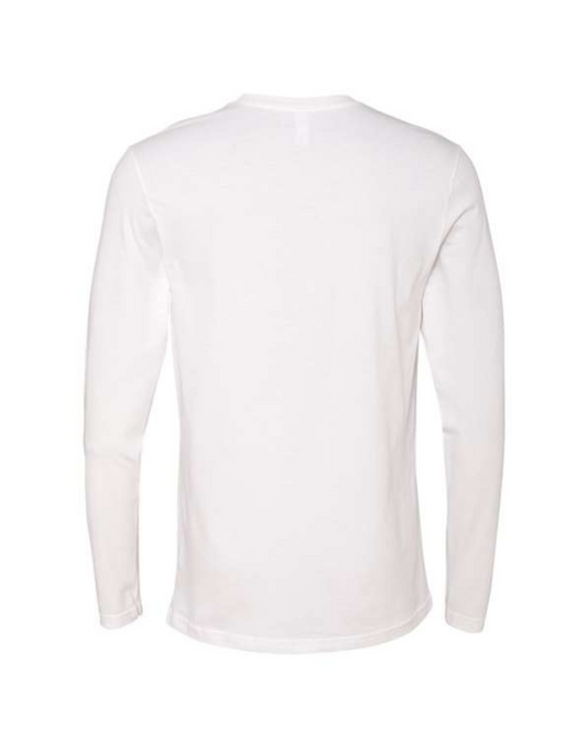White long-sleeve cotton shirt on a white background
