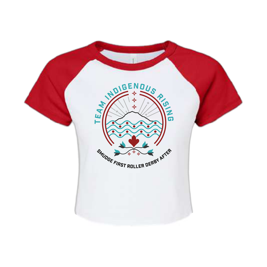 Adult Raglan Cropped Short Sleeve T-shirt (Red & White)